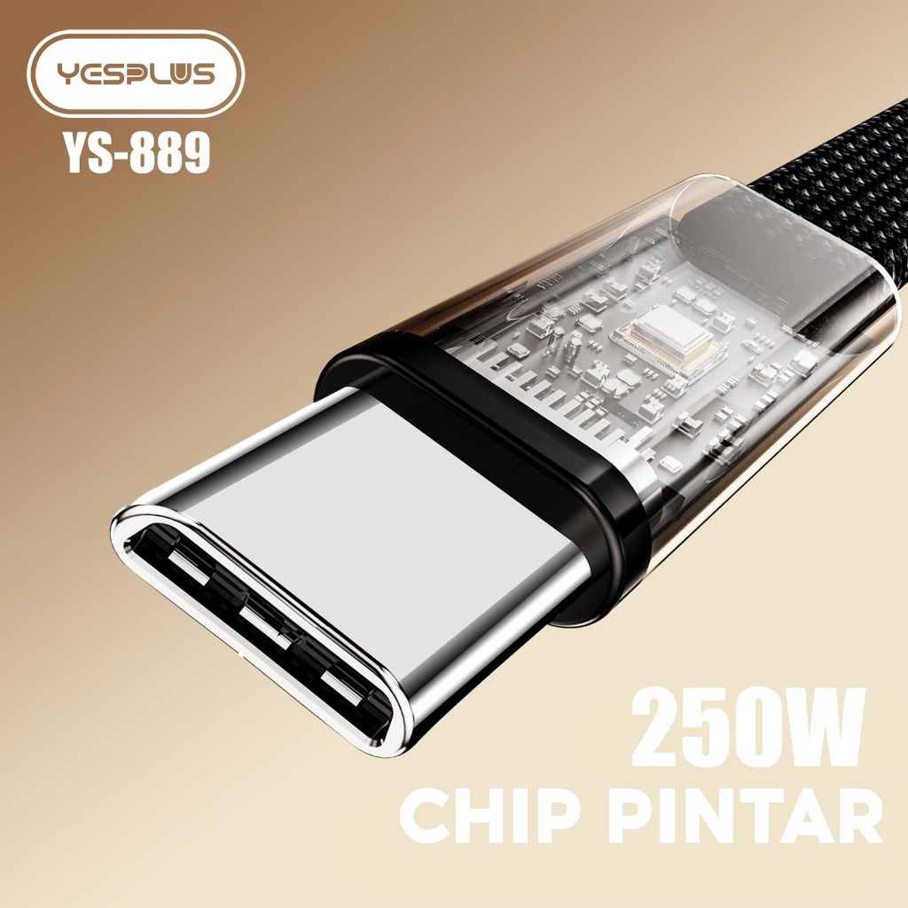 Fastword_ Yesplus Jakarta Kabel Data 250W Type C To Type C Pd Fast Charging Kabel Gaming Siku 90 &