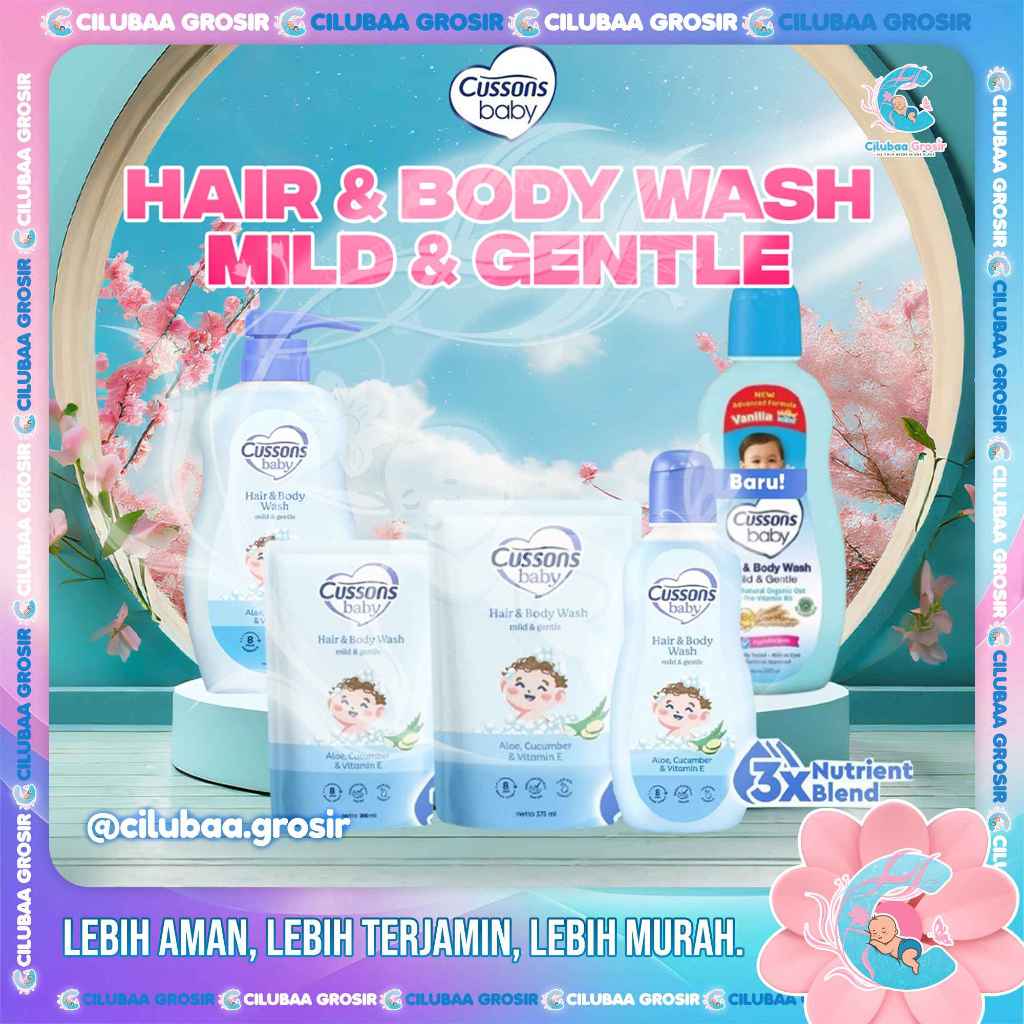 Cussons Baby Hair & Body Wash 100+100mL Mild & Gentle || Sabun Mandi Bayi Kemasan Botol & Pouch || H
