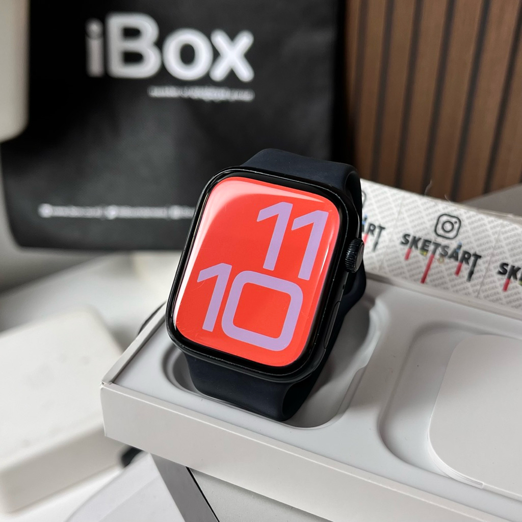 Apple Watch Series 7 45mm Black iBox iwatch Battery Health 93% Strap Original