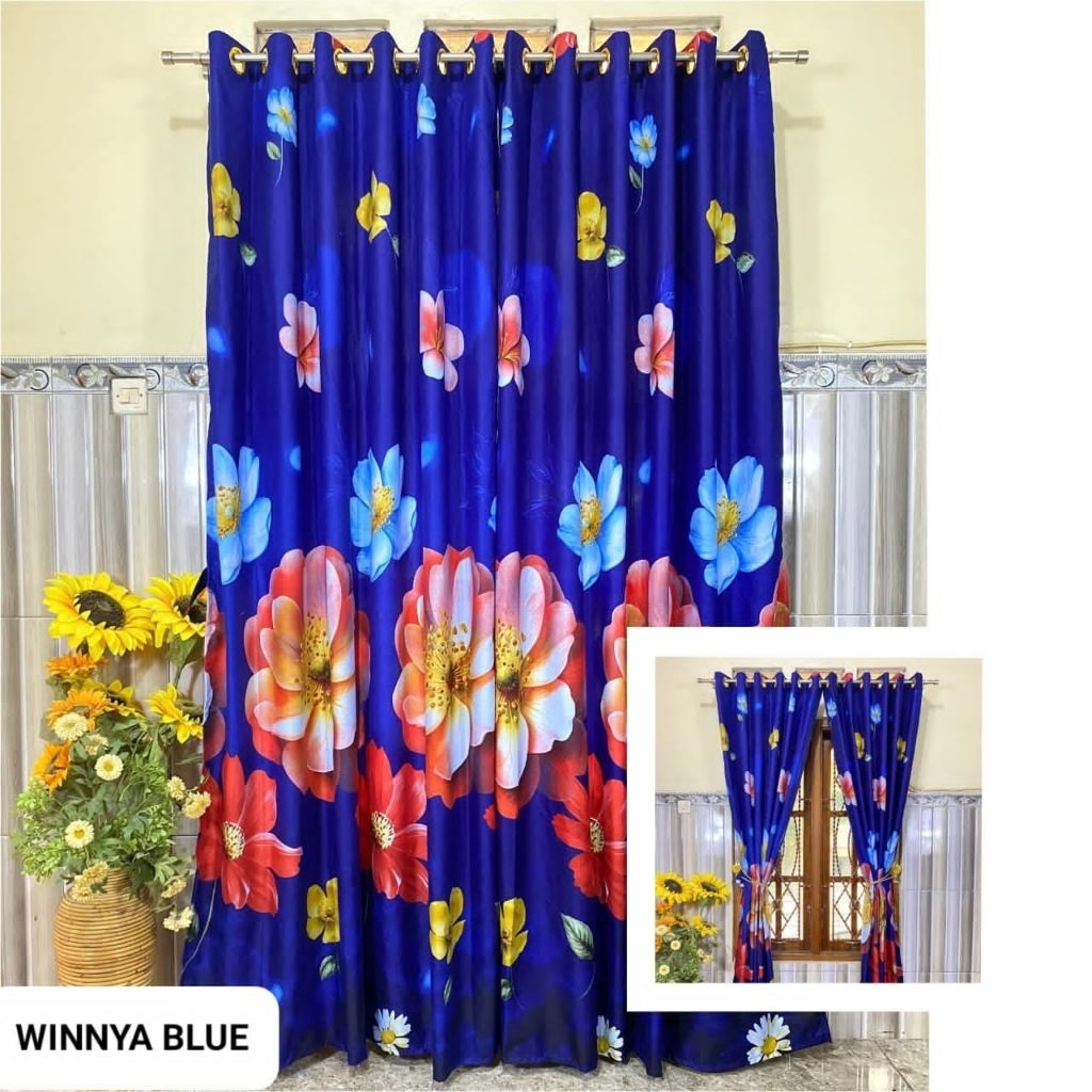 BISA COD GORDEN WINNYA KORDEN ESTETIC GORDYN DEKORASI KAMAR HORDEN WARNA BIRU HORDENG MURAH TIRAI