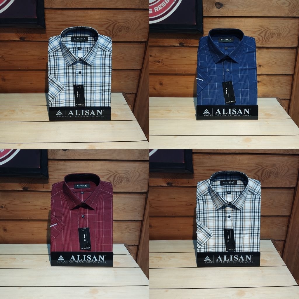 ALISAN PENDEK KOTAK | ALISAN ORIGINAL | KEMEJA PENDEK | SLIMFIT