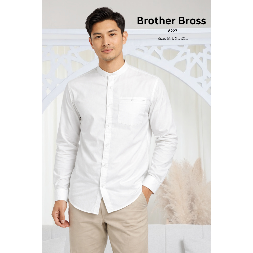 BROTHER BROSS Kurta Panjang Katun Pria Khusus Warna Putih Size (M-2XL) 6227