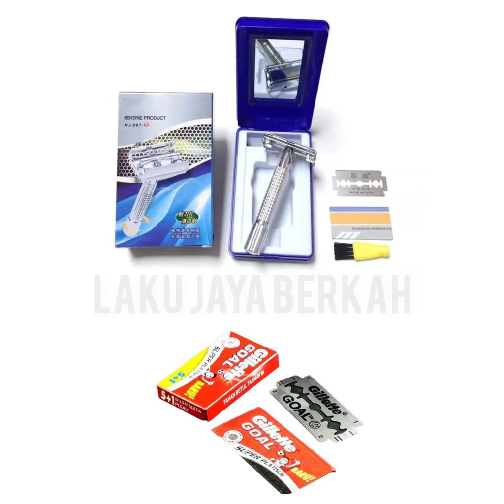 Alat Cukur Jenggot Dilengkapi Dengan Kotak Penyimpanan Plus Pisau Cukur Gilette Goal 5 pcs | Pisau C