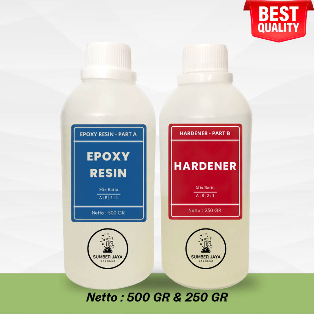 Set Resin Epoxy Bening 500 Gram dan Pengeras 250 Gram untuk Pelapis Serbaguna