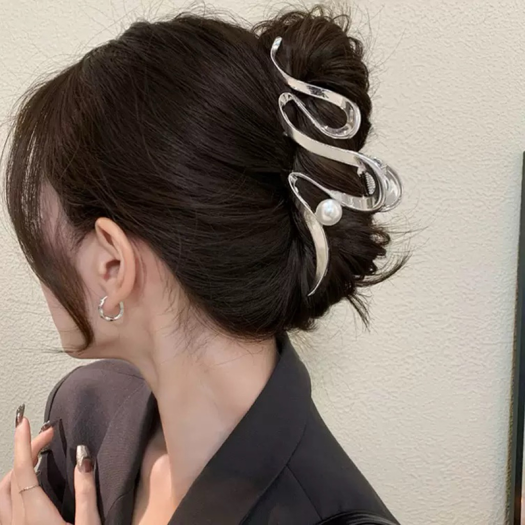 Hairclip Besi Mutiara, Jepit Rambut Aesthetic, Jepit Rambut Besar, Jepit Rambut Korea