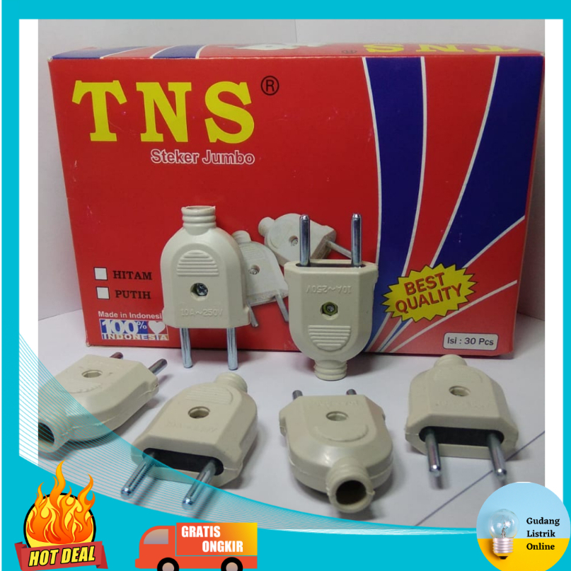 Steker Gepeng / Steker Mini Chip - Hitam Putih Listrik Merk TNS YUKO Grosir Ecer Murah