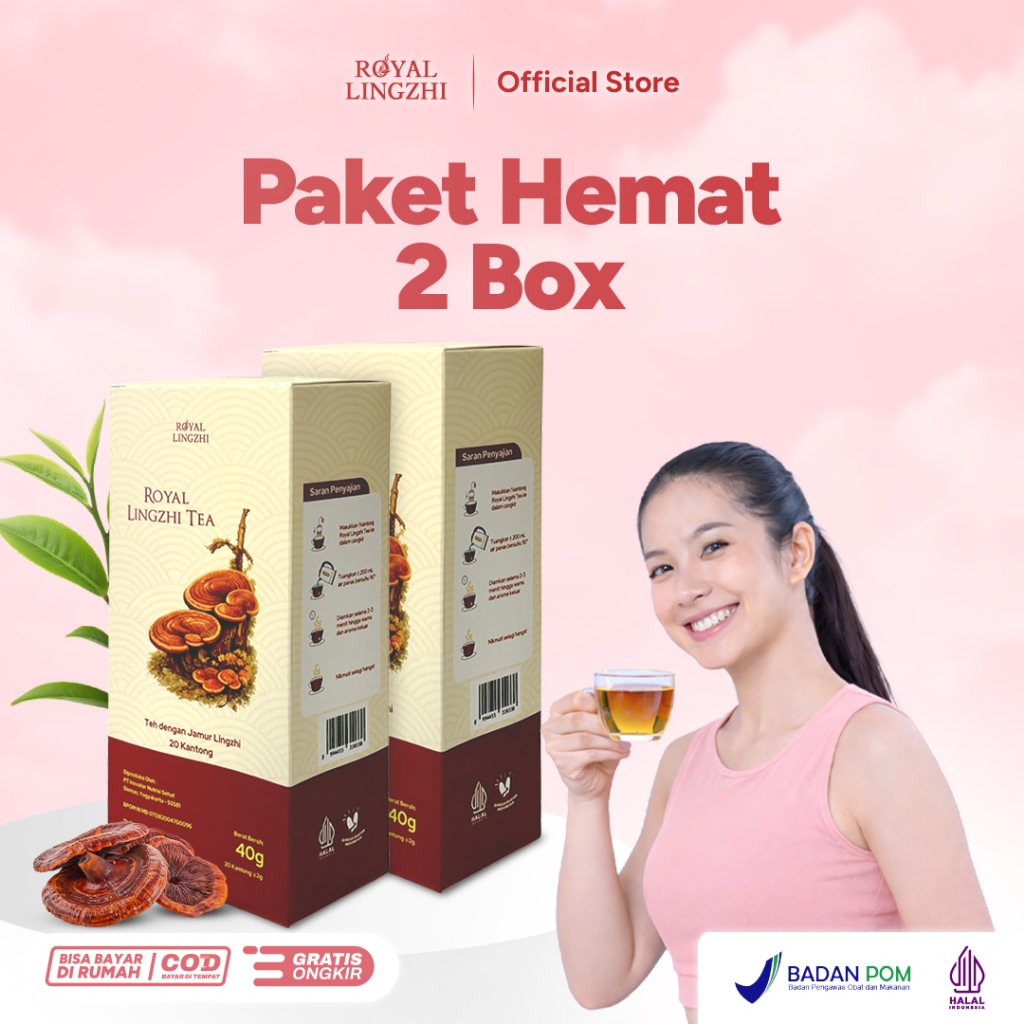 Royal Lingzhi Tea 2 Pack- Teh Herbal Alami Bantu Lancarkan Haid Mencerahkan Kulit Atasi Telat Haid N