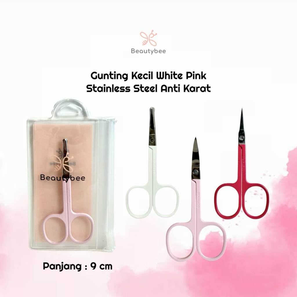 BEAUTYBEE GUNTING BULU HIDUNG / GUNTING KECIL ALIS STAINLESS ANTI KARAT WHITE PINK (FL9030)