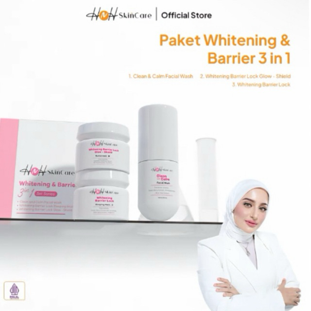 HNH Skincare - Paket Whitening Barrier Lock Bundle 3in1 - Paket Skincare Remaja untuk Skin Barrier