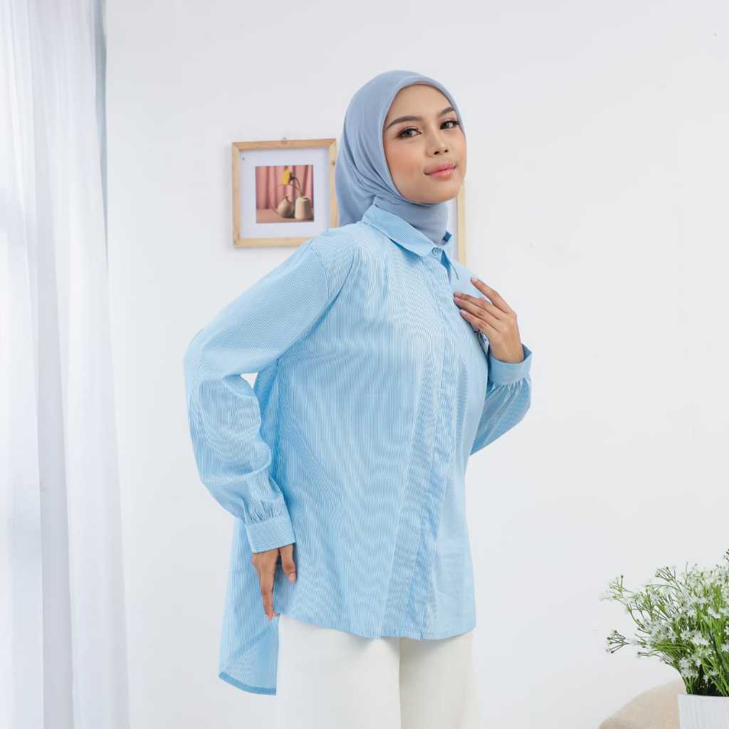 Kemeja Wanita Salur Oversize Katun Adem Premium Korean Style Lengan Panjang Big Size XXL Casual Kant