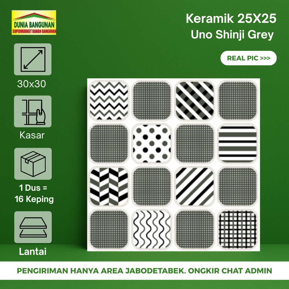 Keramik 25x25 Keramik Lantai Kamar Mandi UNO Shinji Grey KW1 Keramik Lantai Kasar