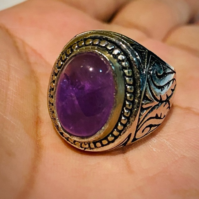 Cincin Batu Kecubung Kalimantan Ring Alpaka Super Custom