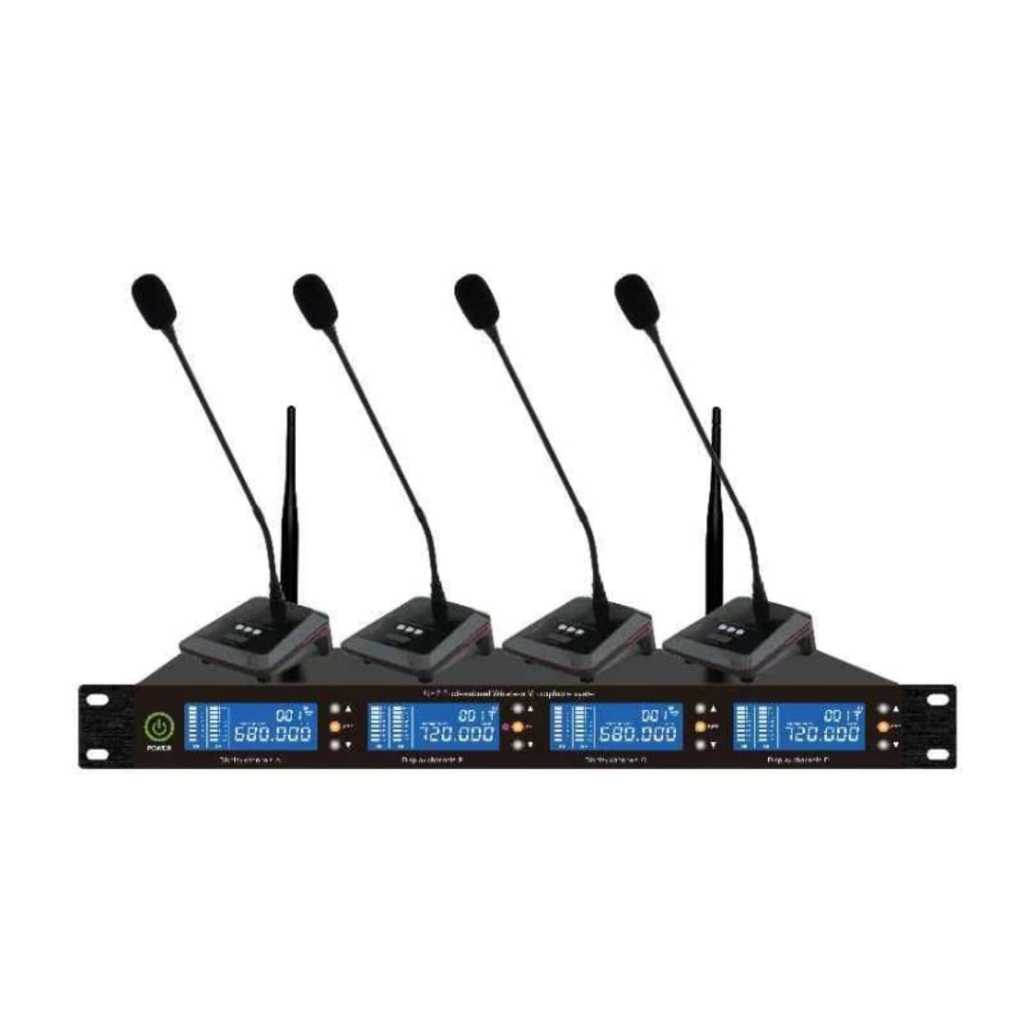 GROSIR MIC RAPAT/MEJA CONFERENCE WIRELESS 4 CHANNEL SHURE 114