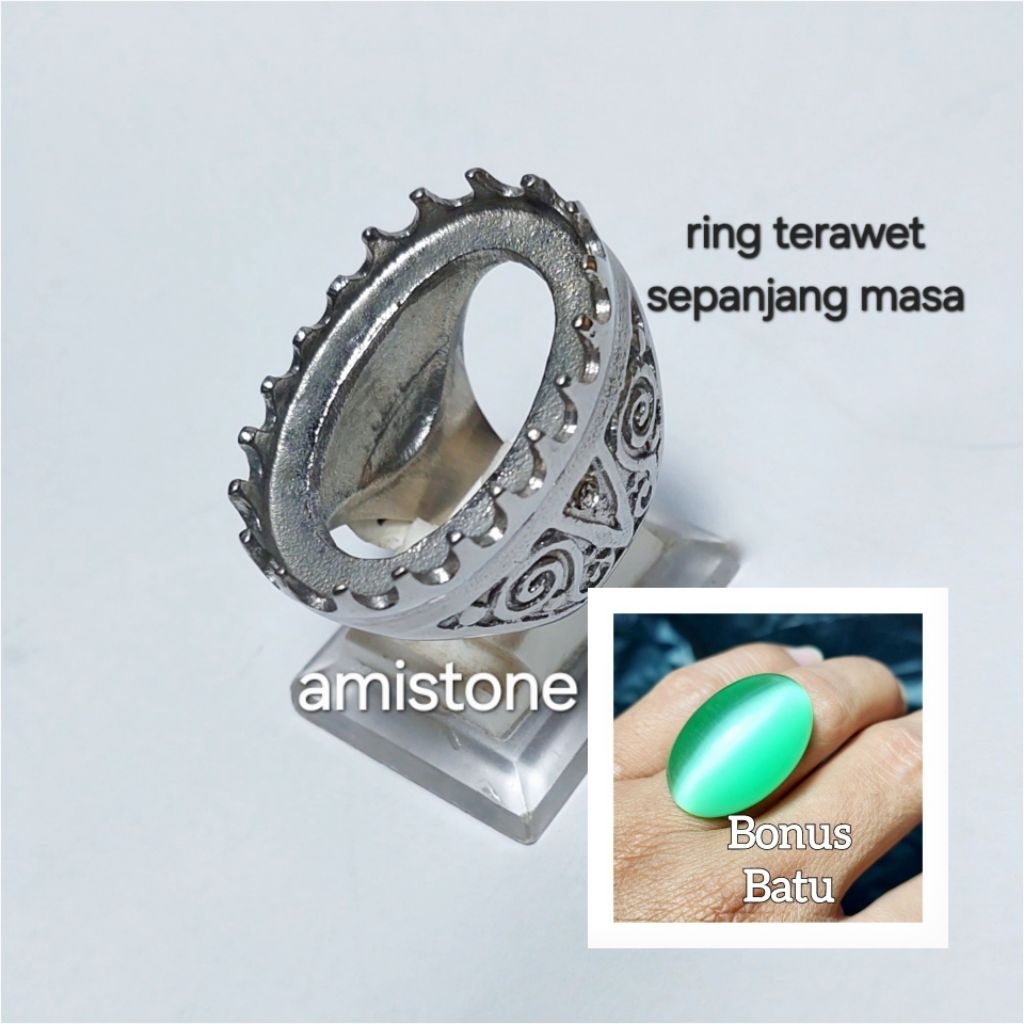 Ring Emban Ikatan Cincin Titanium Anti Luntur Karat Ukuran Batu Besar
