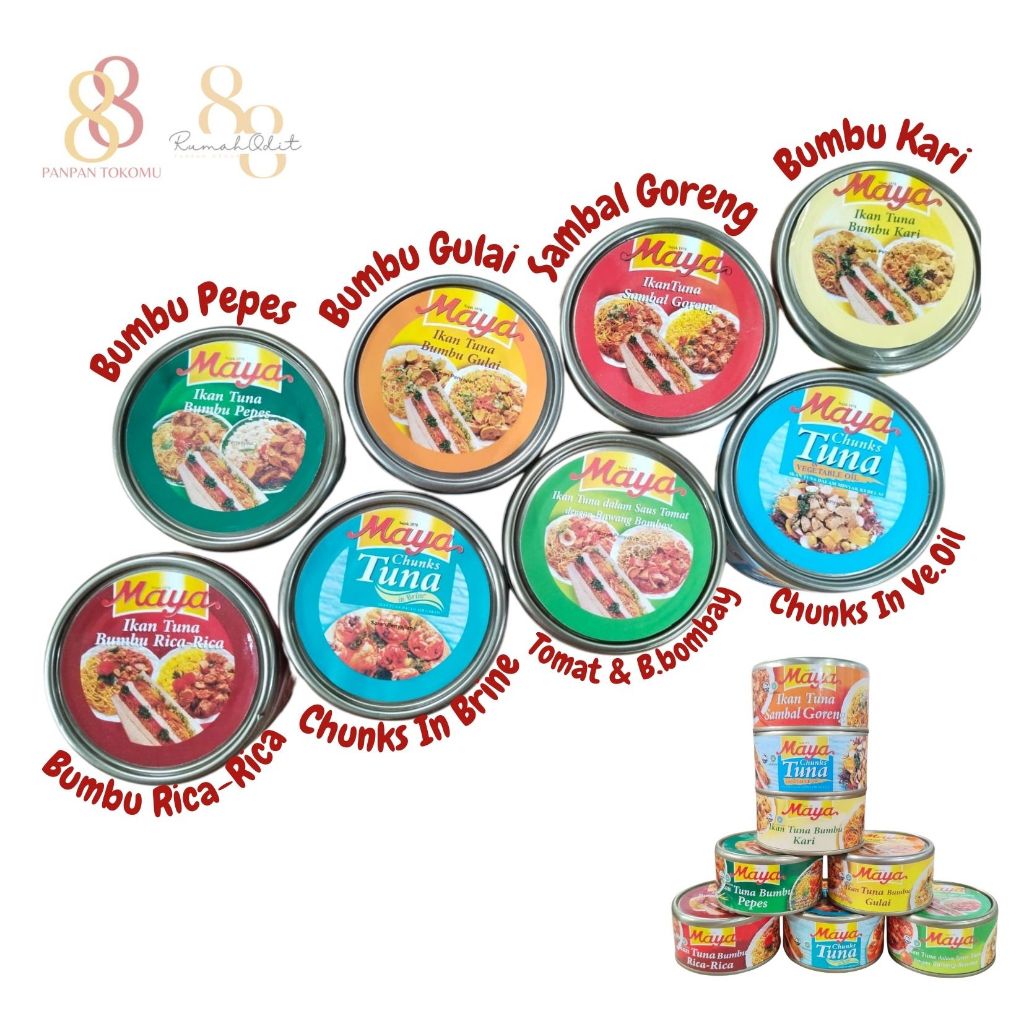 MAYA Ikan Tuna 185GR KALENG - All Varian Pepes | Gulai | Sambal Goreng | Rica-Rica | Bombay | Spring