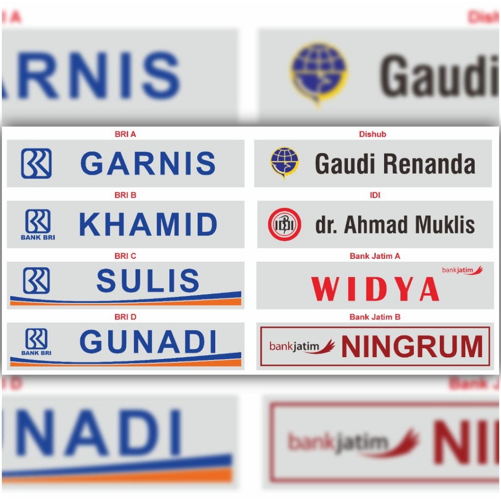 Papan Nama Meja Stainless 1 Plat 1 Sisi Tanpa Holder 25 cm BANK BRI BPJS BPJAMSOSTEK BANK JATIM BANK