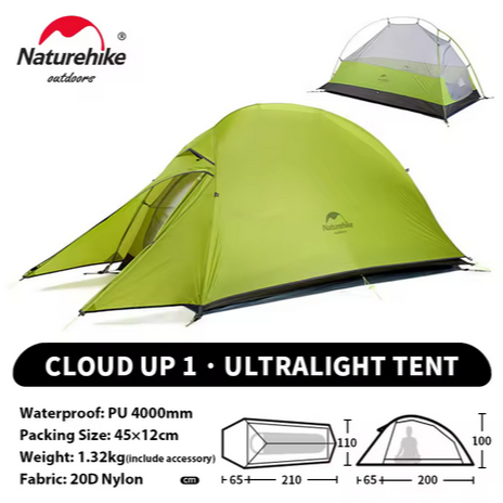 TENDA CLOUD UP 1 20D ULTRALIGHT NATUREHIKE NH18T010-T UPGRADED VERSION