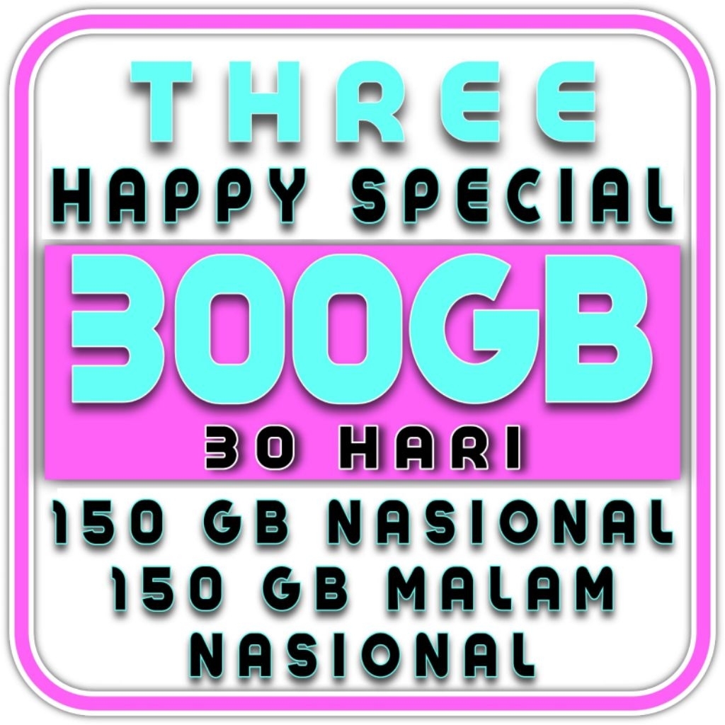 PROMO TERBAIK KUOTA THREE TRI 3 HAPPY 300 GB TERMURAH