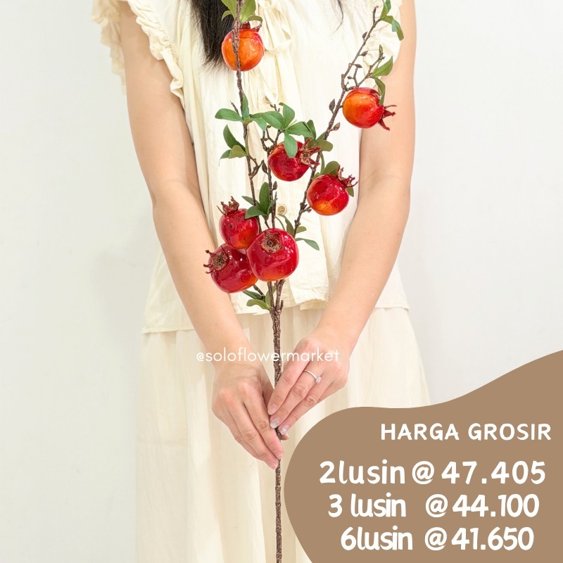 TERLARIS POMEGRANATE FRUIT ARTIFICIAL Hiasan Buah Delima / Artificial pomegranate Fruit  Tangkai Bun