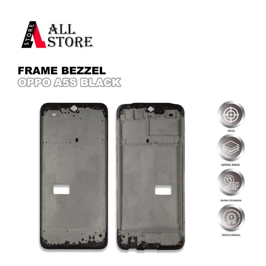 BEZEL FRAME OPPO A5S HITAM ORIGINAL - FRAME TENGAH OPPO A5S BLACK SPAREPART HP - FRAME BODY OPPO A5S