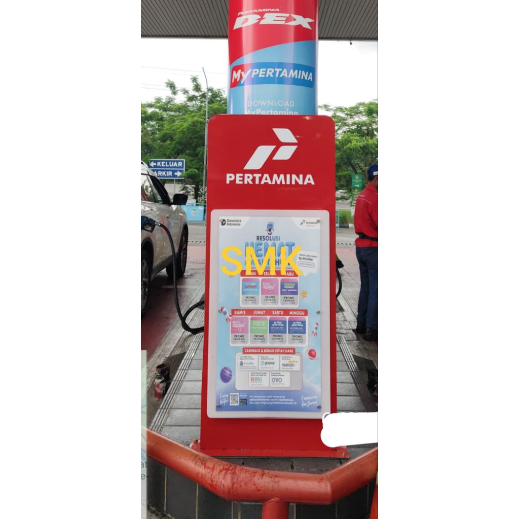 TOTEM PAPAN IKLAN TFS PROMOSI SPBU PERTAMINA AKRILIK PROMOTION SPACE ACP PERTAMINA/STANDING BOARD SP