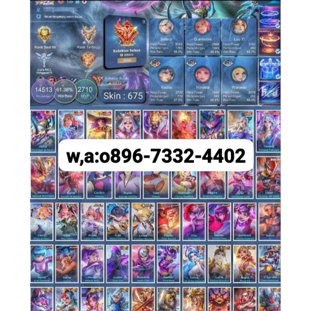 jual akun ml sultan terbaru murmer