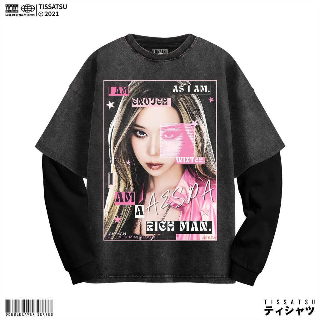 TISSATSU Longsleeve AESPA RM WINTER Double Layer Oversize / Baju Wash Lengan Panjang AESPA-56