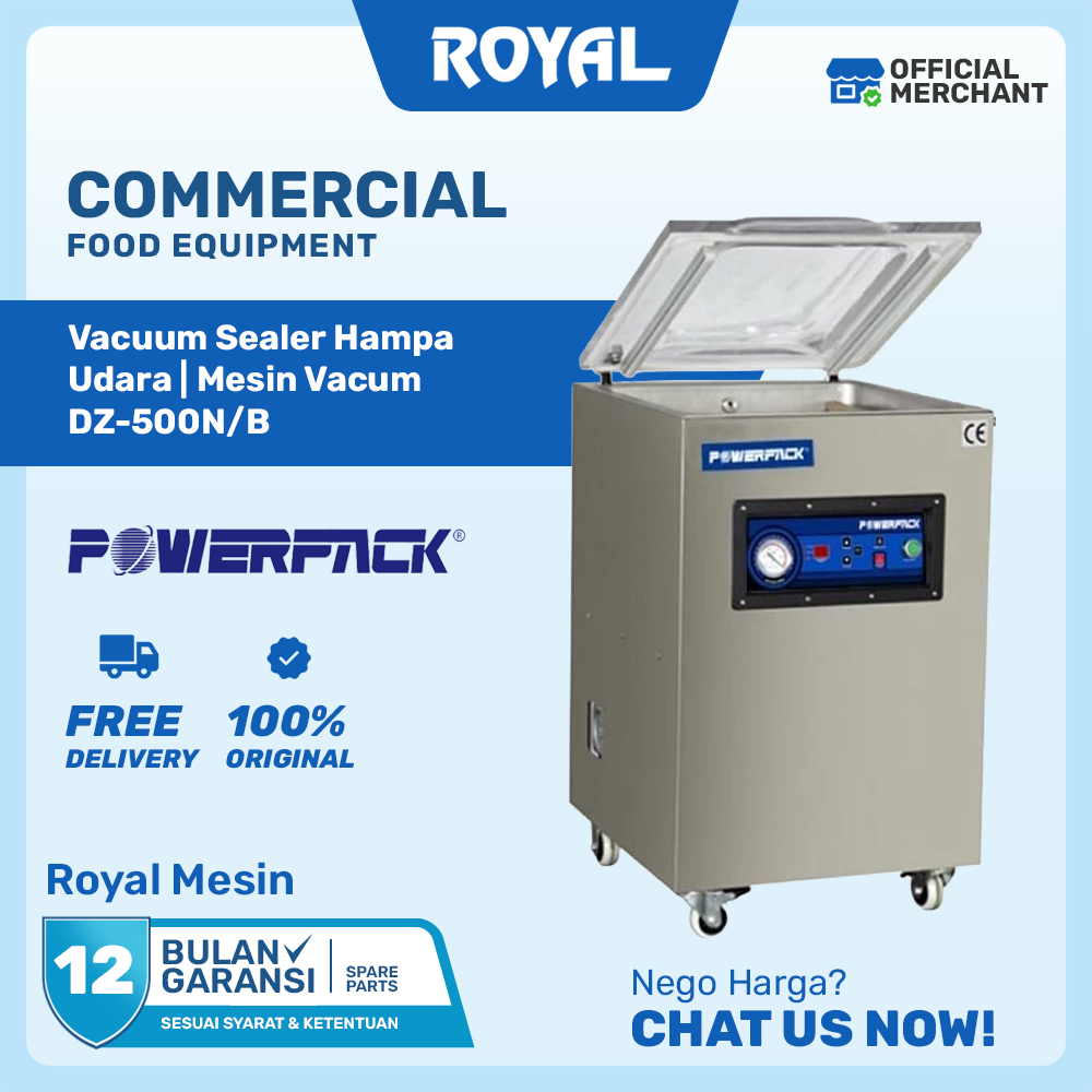 Mesin Vacuum Sealer Daging Makanan 50 Cm DZ-500E / DZ-500NB / DZ-500TNB POWERPACK