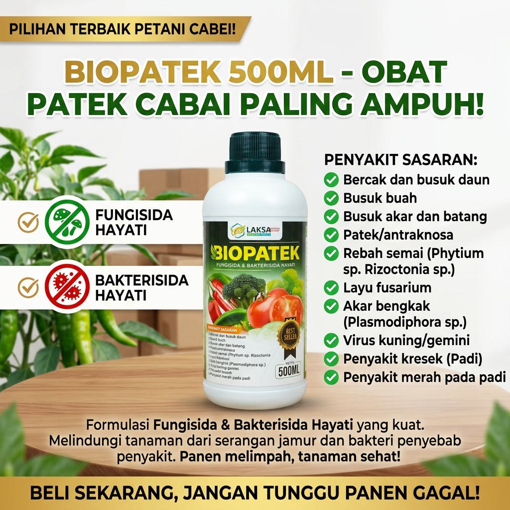 BIOPATEK 500ML Obat Patek Cabai Paling Ampuh Fungisida Bakterisida Hayati Anti Jamur Tanaman Atasi B