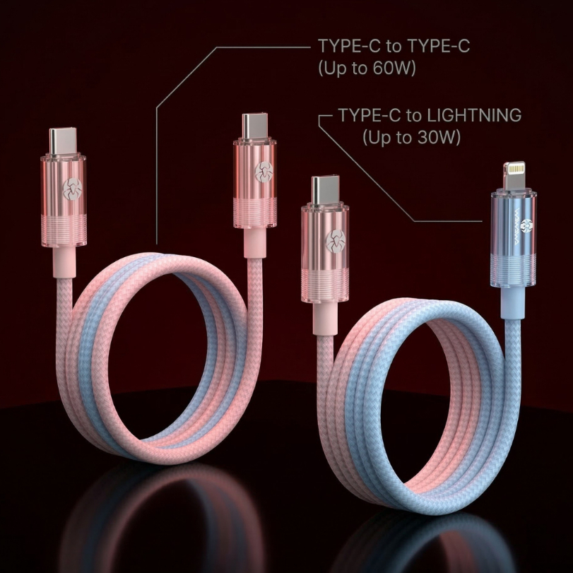 WAWAWA Kabel Charger WA-DC01 Fast Charging Type C To Type C 60W PD Nylon Braided