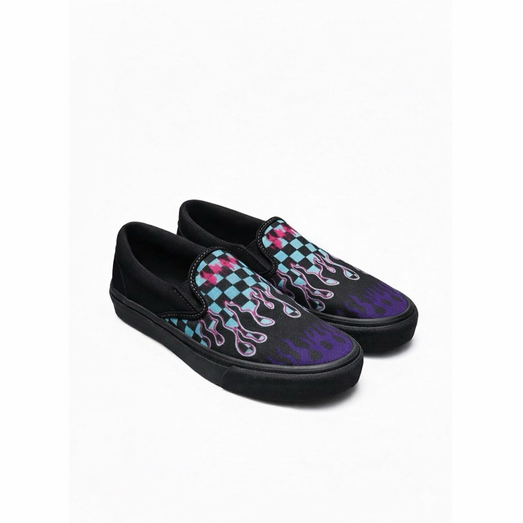 Syrup supply | slip on flamingo black | sepatu slipon bermotif api keren