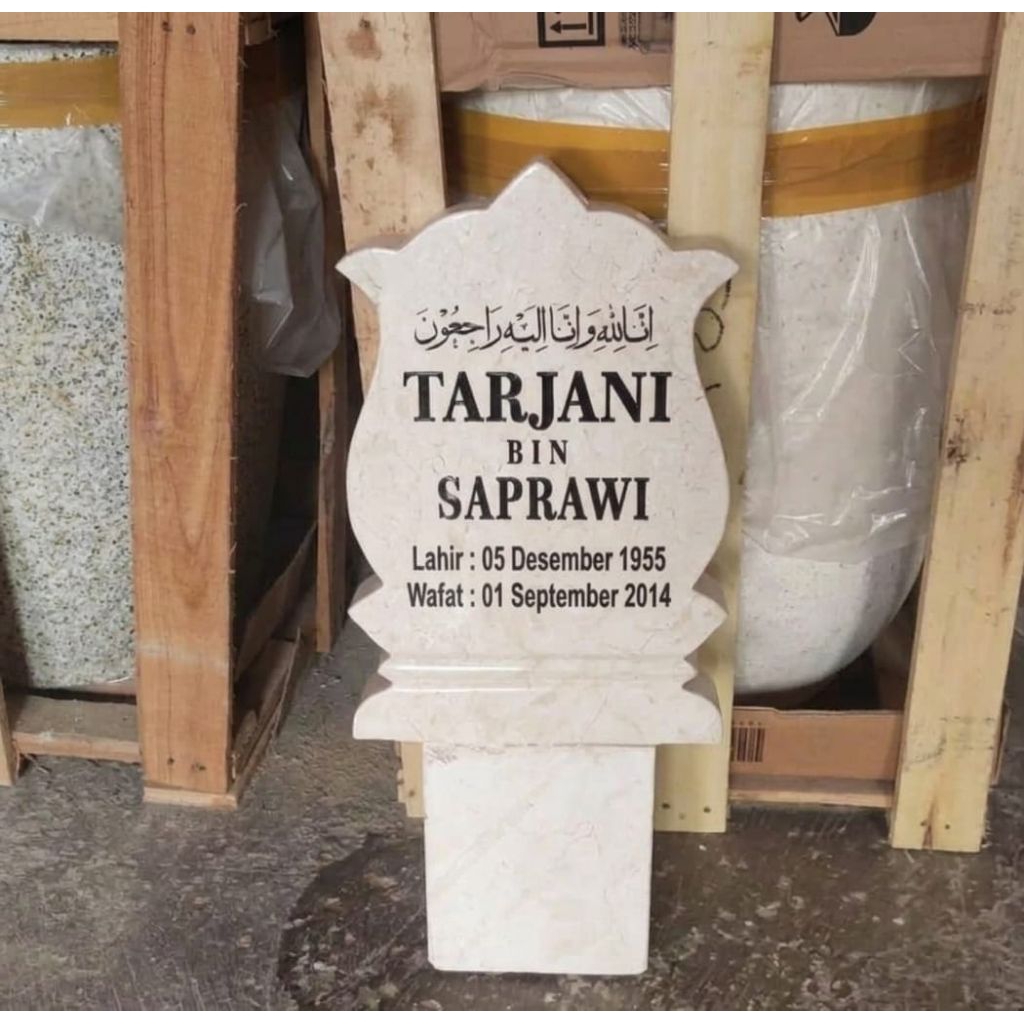 Batu Nisan Ukir Pahat Nama 1 Pcs - Nisan Kuburan Marmer