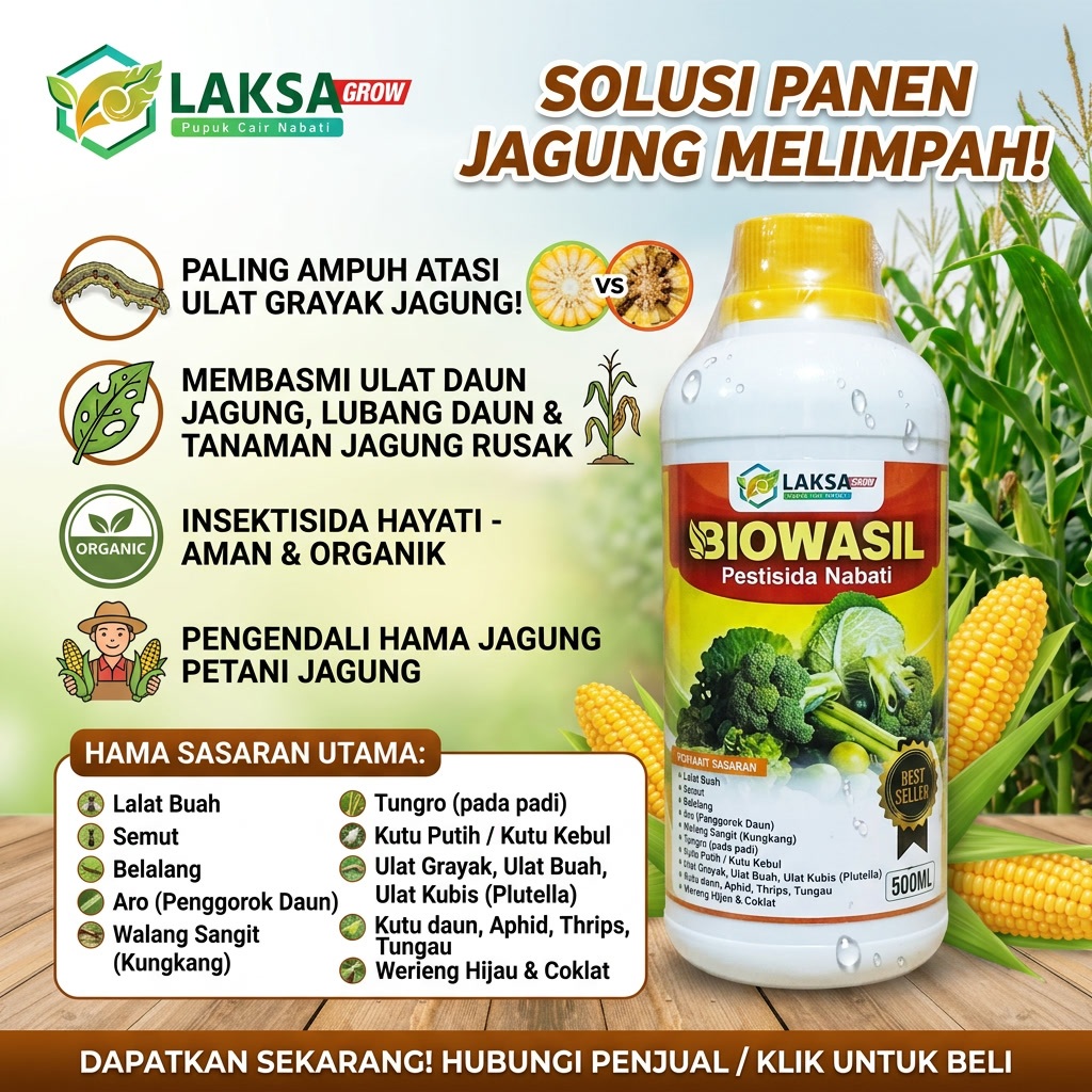 BIOWASIL 500ML Obat Hama Ulat Grayak Tanaman Jagung Paling Ampuh Insektisida Hayati Pembasmi Ulat Da
