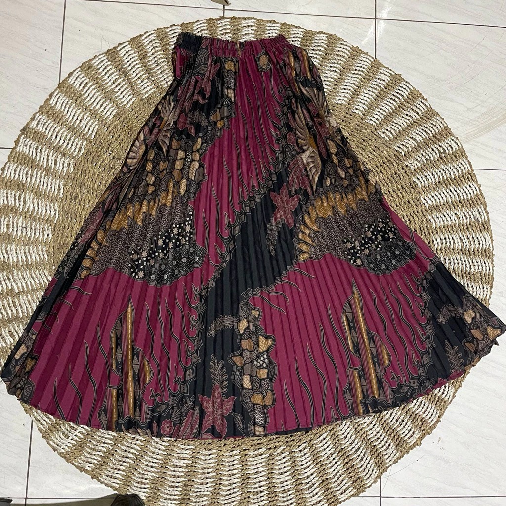 BundaStyle Batik-Rok Plisket Batik Jumbo Wanita | Rok Batik Panjang All Size Super Jumbo | Rok Mayun