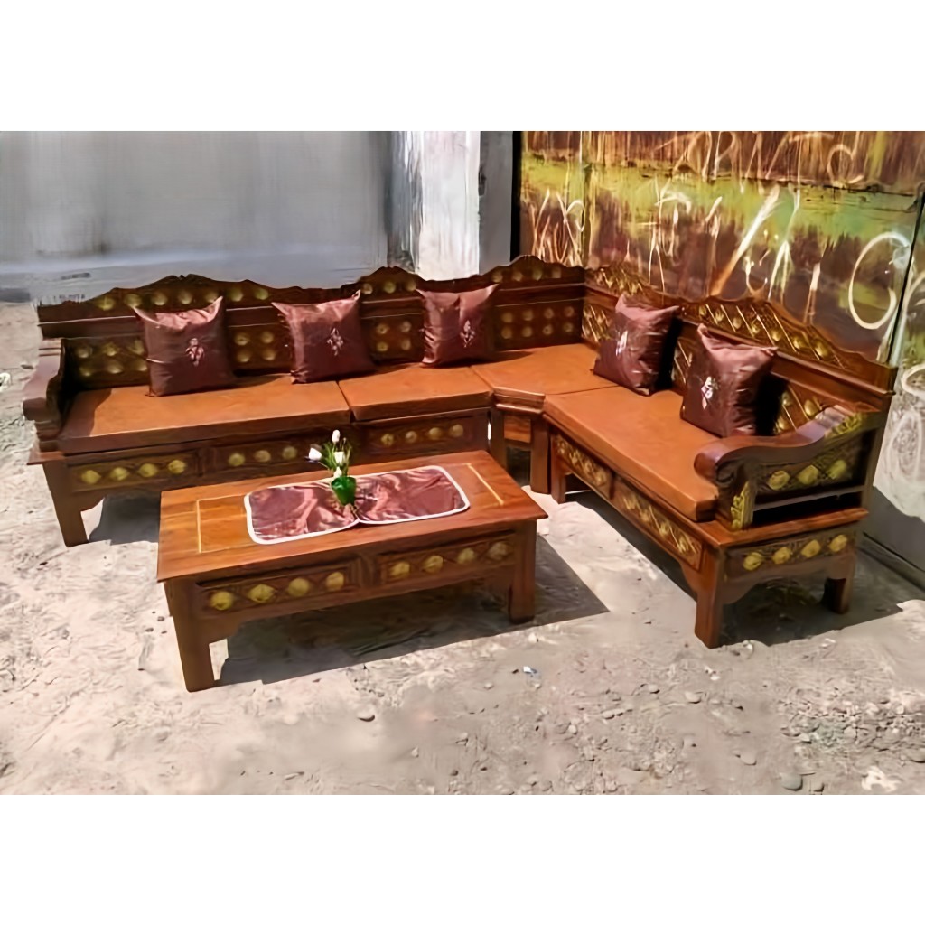 Kursi Sudut Kayu Jati  Ukir Klasik Jodang  Bagongan