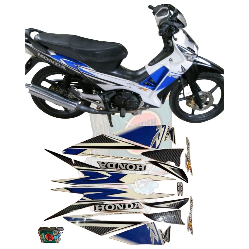 Sticker Striping Stiker Honda Supra X 125 R 2007 Supra X 125 R CW DD Warna Biru Putih