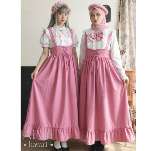 (AiVii) ROK OVERALL MORI KEI KAWAII  PINKU HIJAB FRIENDLY