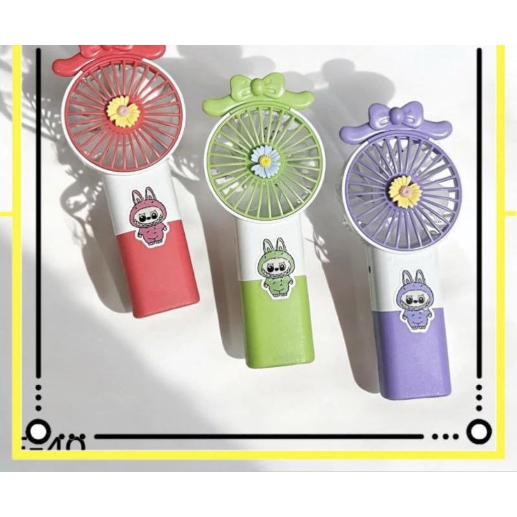 kipas angin mini labubu portable cas / kipas angin kecil karakter lucu