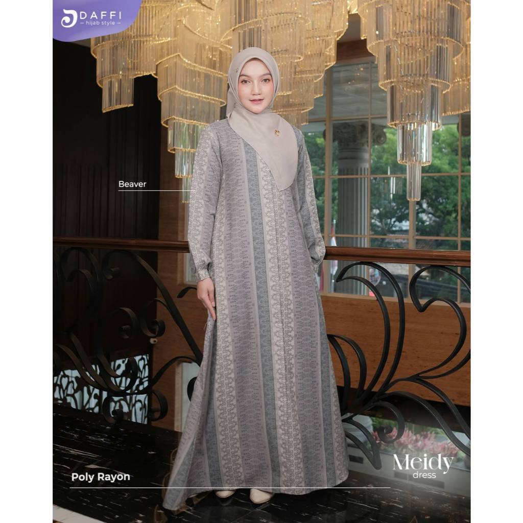 Daffi Hijab Gamis Meidy - Dress Wanita Dewasa Motif Premium