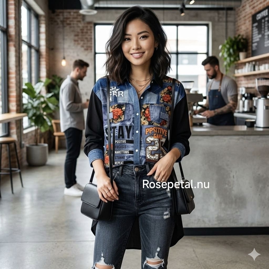 LONG PRINTED JEANS SHIRT / KEMEJA JEANS PRINT MOTIF / KEMEJA PANJANG