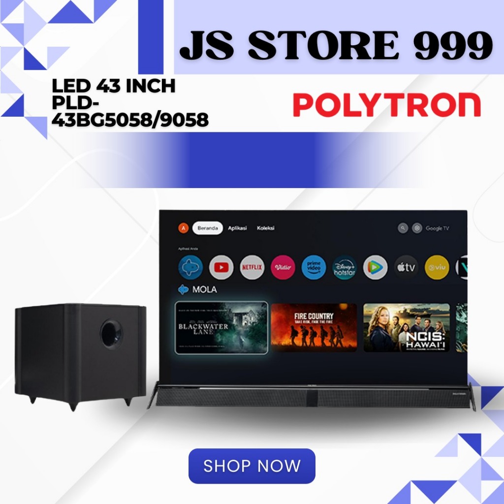LED TV Polytron PLD 43BG5058 43 In SubWoofer Soundbar SMART ANDROID G00GLE TV