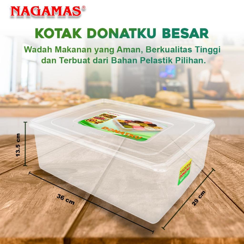 NAGAMAS Box Donat L Besar Plastik Food Grade BPA Free Kotak Makanan Food Box Serbaguna Segi Tebal