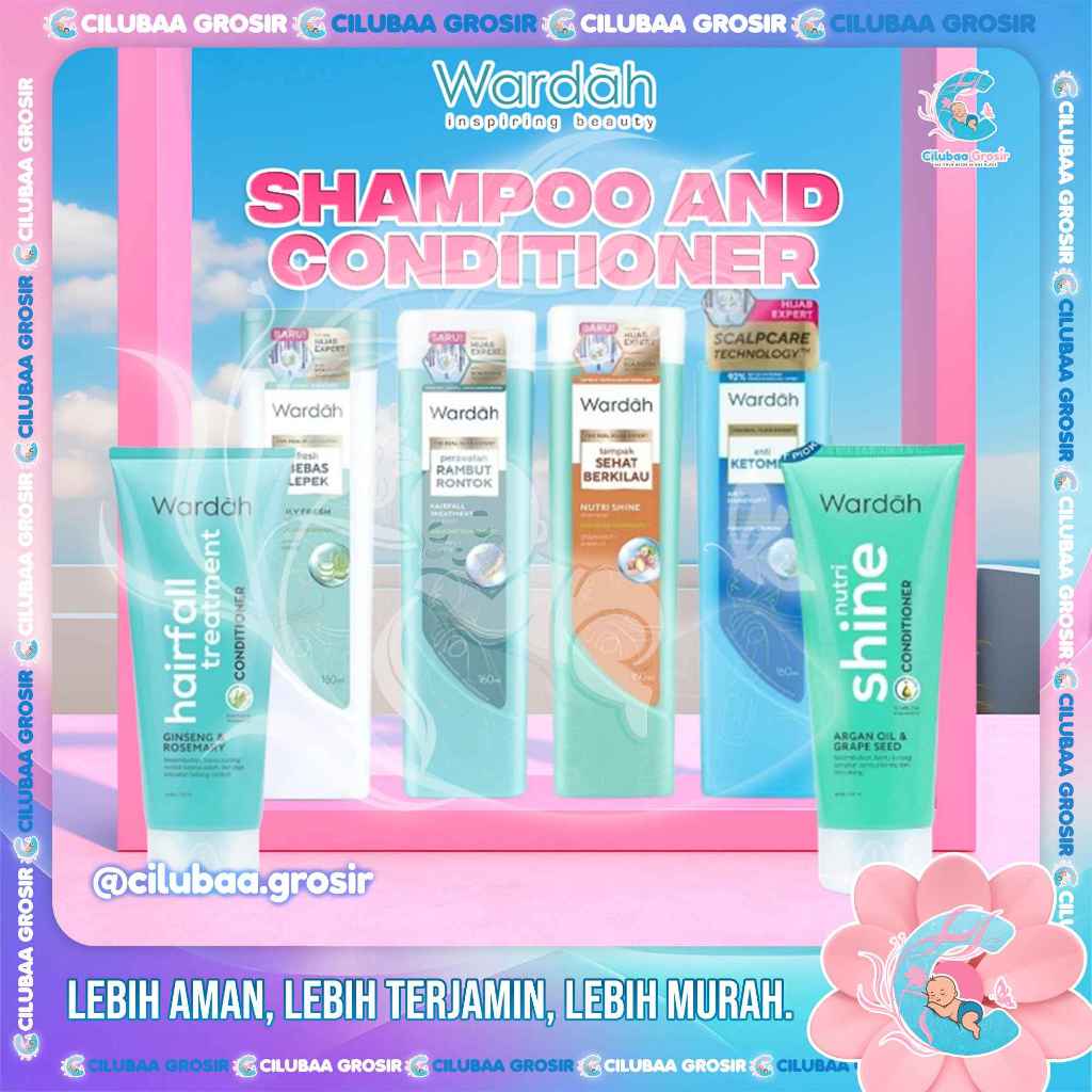 Wardah Shampoo & Conditioner 170mL || Daily Fresh Hairfall Treatment Anti Dandruff Nutri Shine BPOM