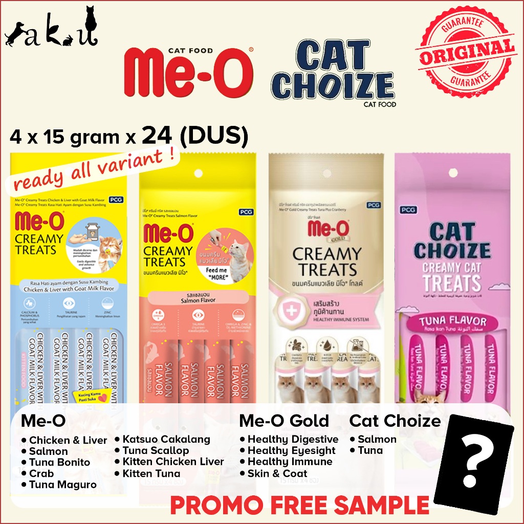 [DUS 24PCS] Meo & Cat Choize Creamy Liquid 4*15gram Snack Kucing Creamy merk Cat Choize & Me-O