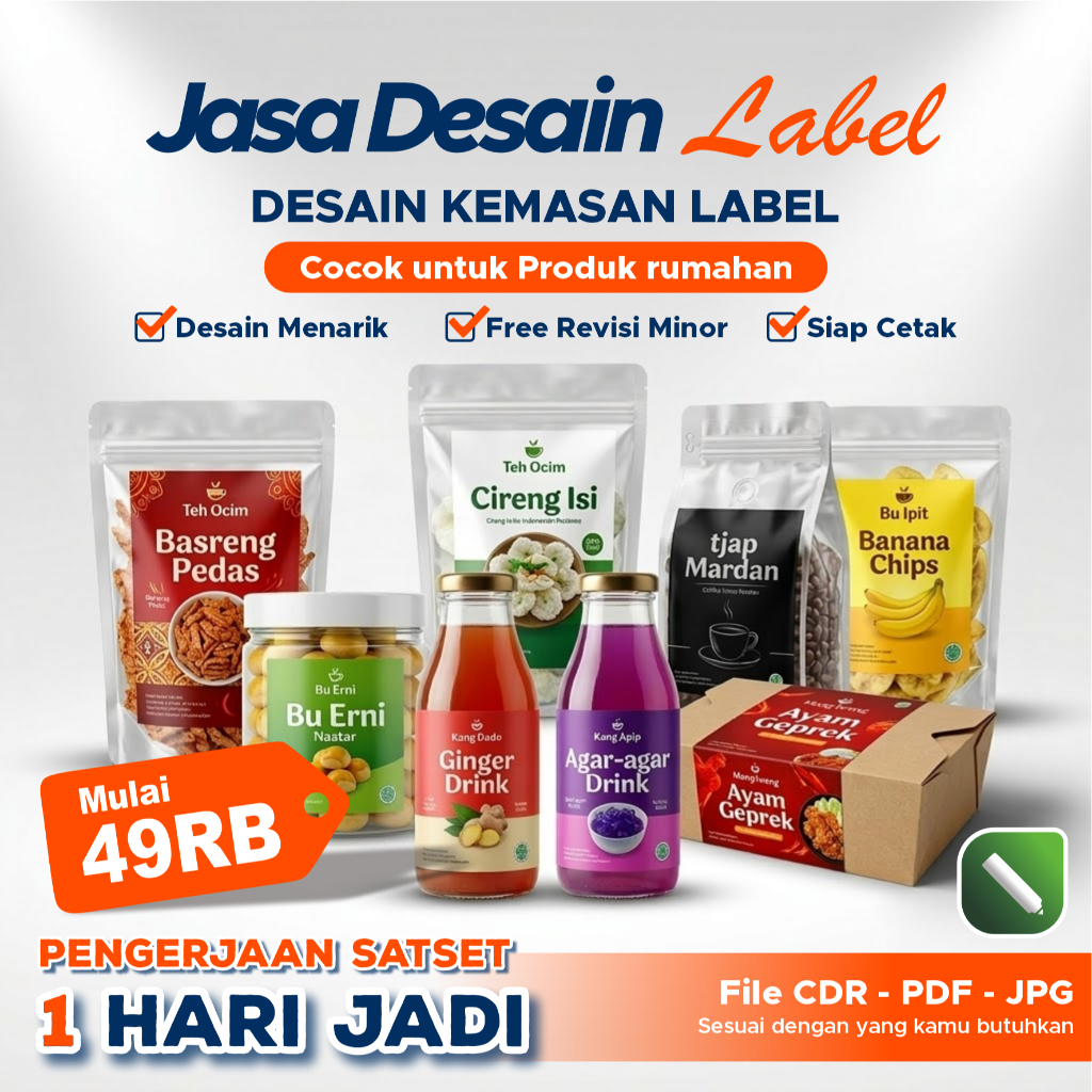 Jasa Desain Label Kemasan Produk | Label Sticker Makanan Minuman | Desain Kemasan UMKM Siap Cetak