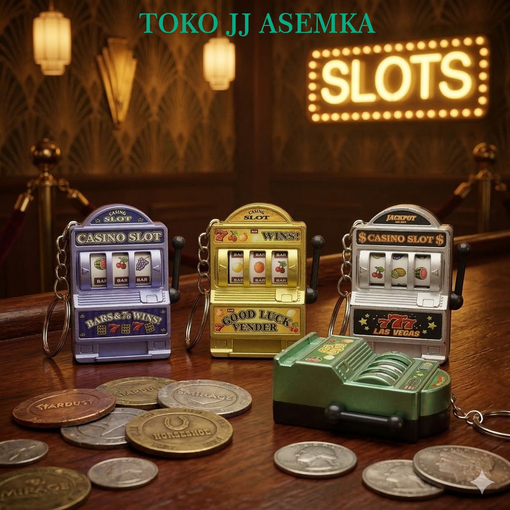 GANTUNGAN KUNCI MESIN CASINO SLOT JACKPOT LUCKY DRAW SPIN GANCI MAINAN ANAK LAS VEGAS COD MURAH