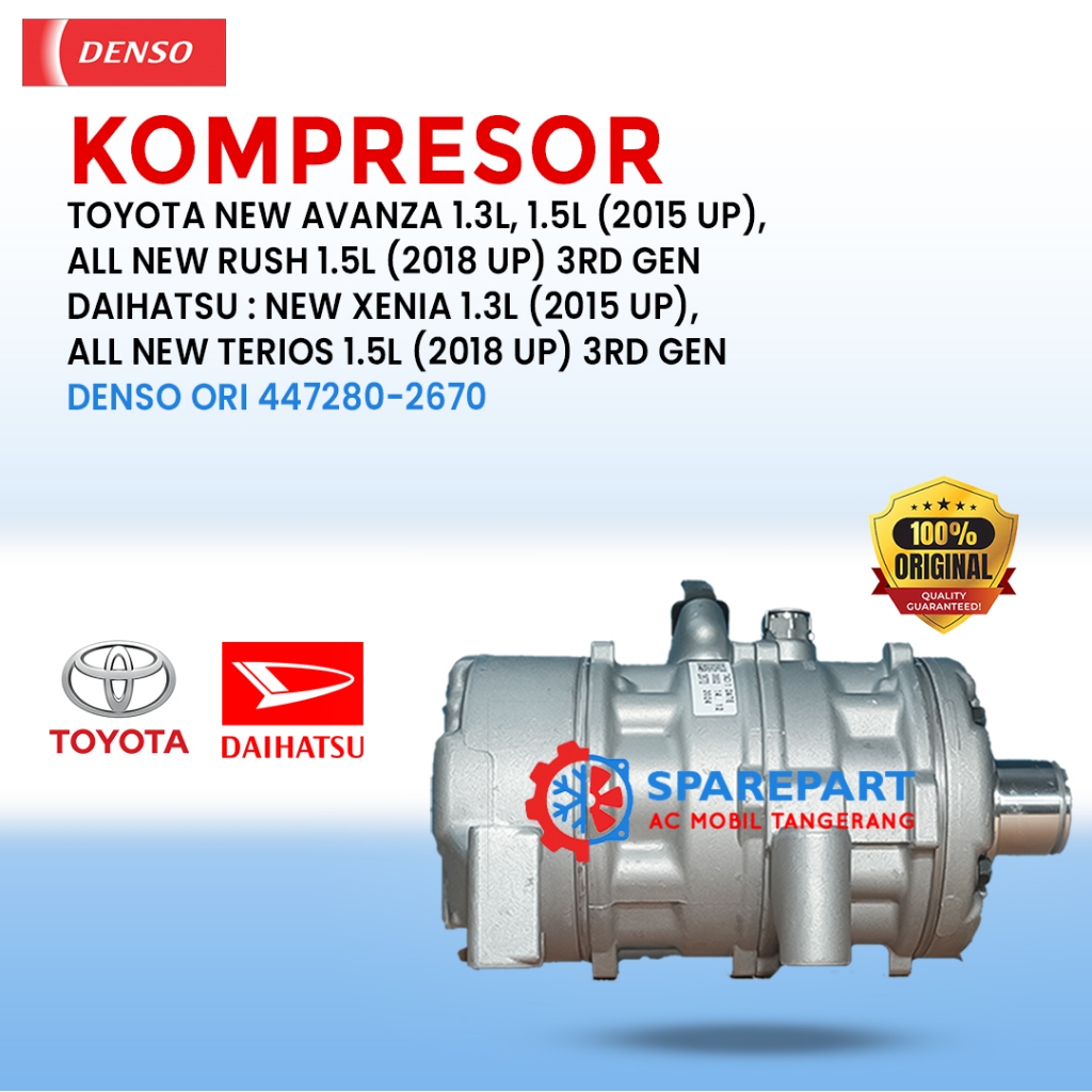 KOMPRESOR AC MOBIL AVANZA VELOZ XENIA RUSH TERIOS DENSO ORIGINAL 447280-2670