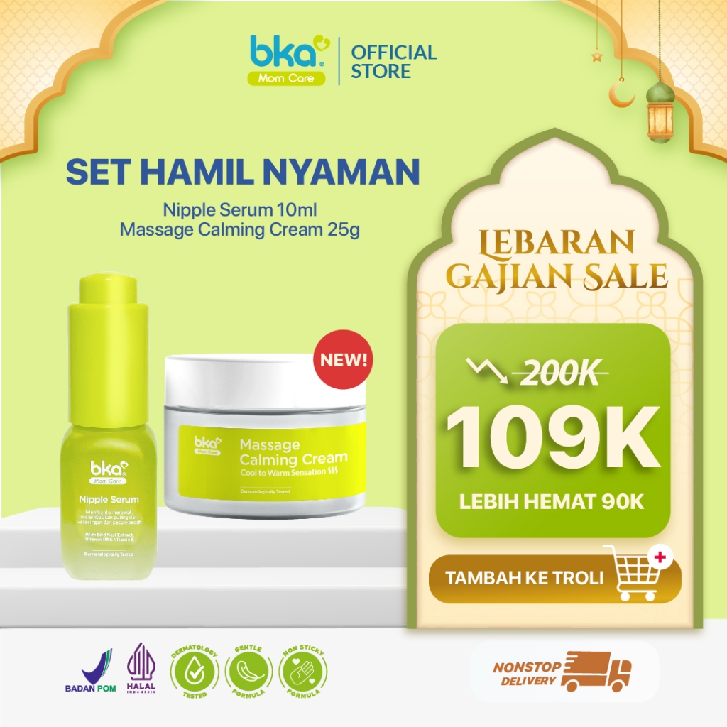 Bundle Massage Calming Cream 25gr & Nipple Serum 10ml - Magnesium Cream Pereda Nyeri & Kram Kaki - S