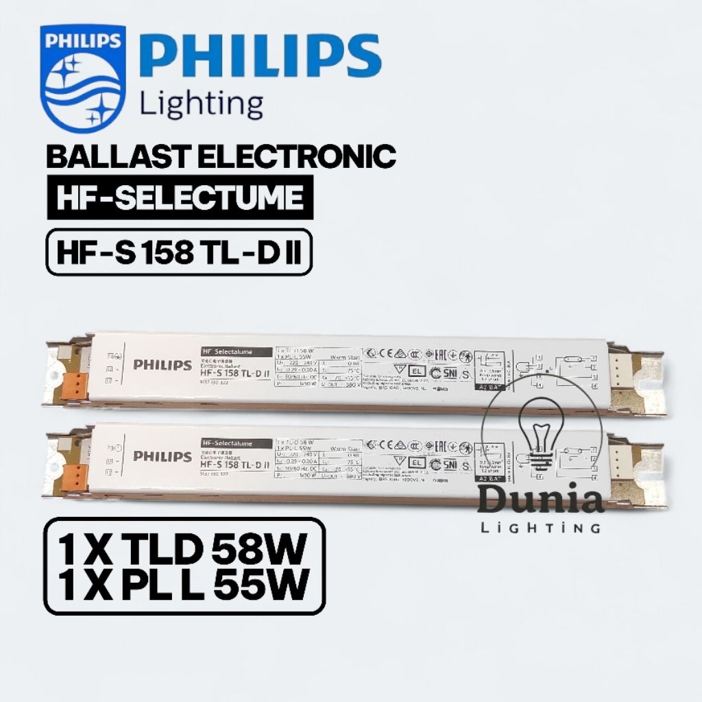 BALLAST ELECTRONIC PHILIPS HF-SELECTUME HFS 158 TL D II 220-240V 55W 58W TRAVO PHILIPS HF-S 158 HF S