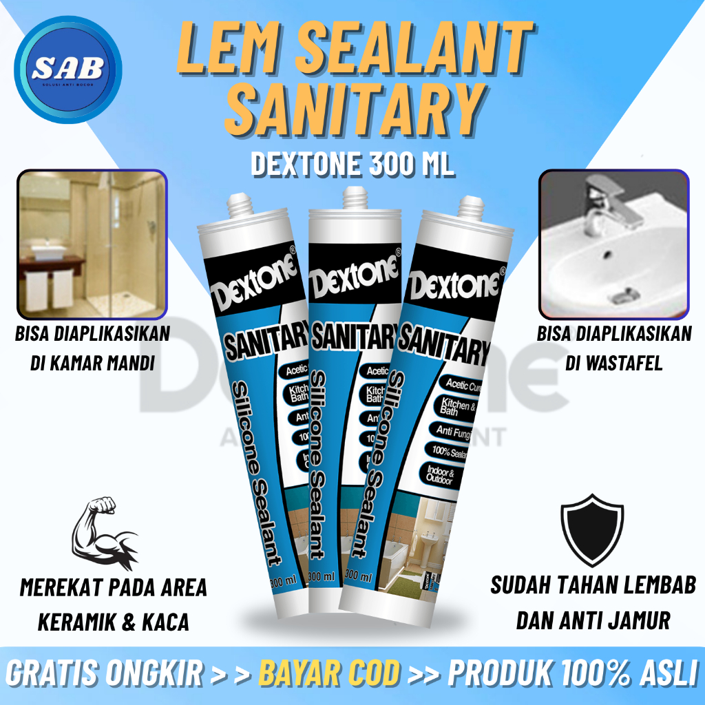Lem Silikon Dextone Sanitary Sealant Tahan Air Panas Anti Jamur Waterproof Strong Glue